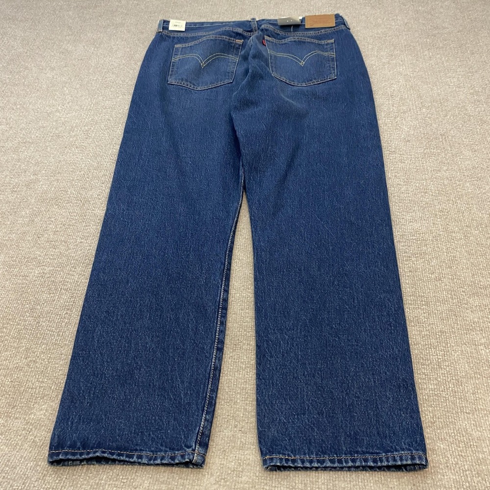 Levis 501 Original Cropped Jeans Womens W33 L28 Blue Med Wash High Rise Denim - Picture 3 of 12